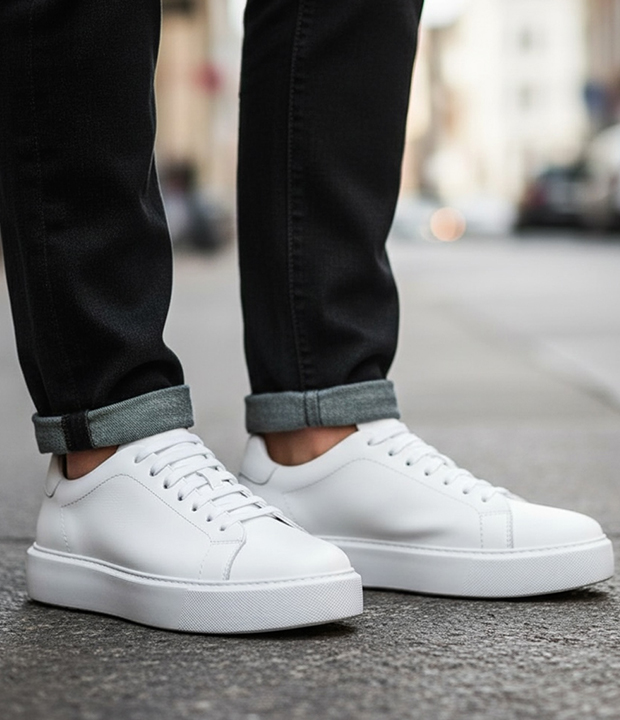 Basket en cuir blanc réf 232