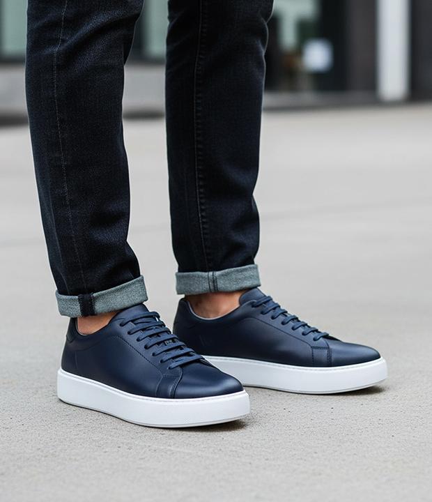 BL2324 Basket en cuir bleu réf 232