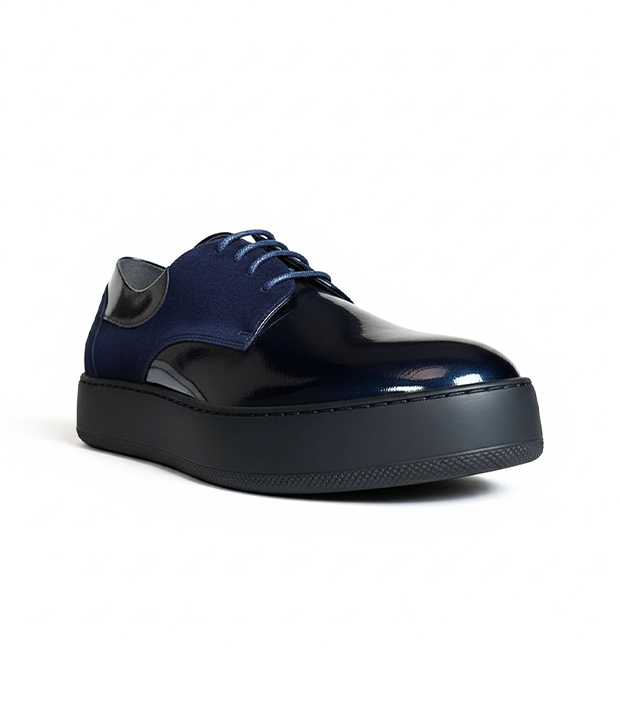 BLB2 BASKET EN VRAI CUIR BLEU MARINE REF 010