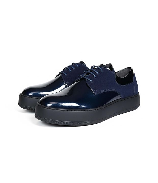 BLB3 BASKET EN VRAI CUIR BLEU MARINE REF 010