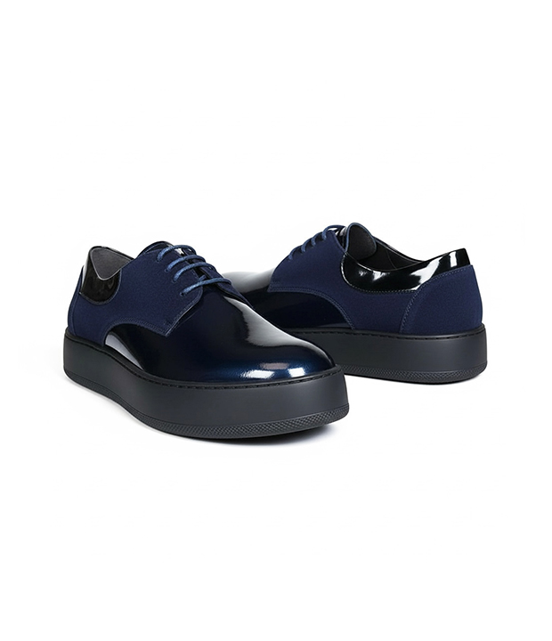 BLB4 BASKET EN VRAI CUIR BLEU MARINE REF 010