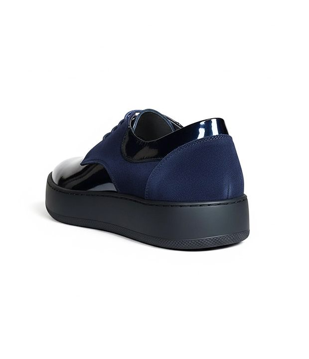 BLB5 BASKET EN VRAI CUIR BLEU MARINE REF 010