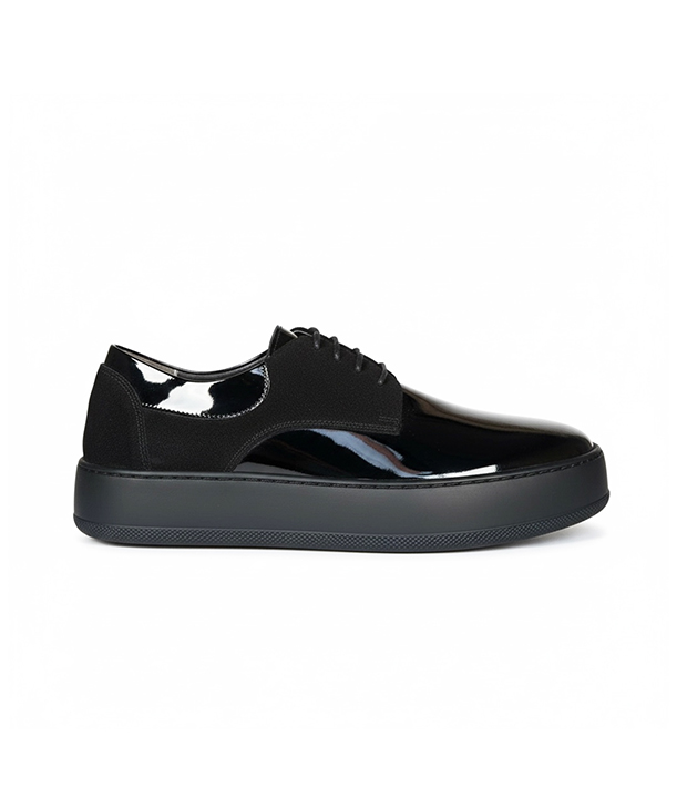 Basket en vrai cuir noir réf 010