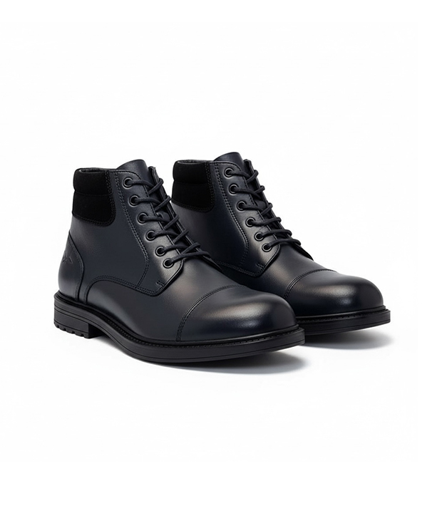 Bo254n2 Bottine en vrai cuir noir réf 0254