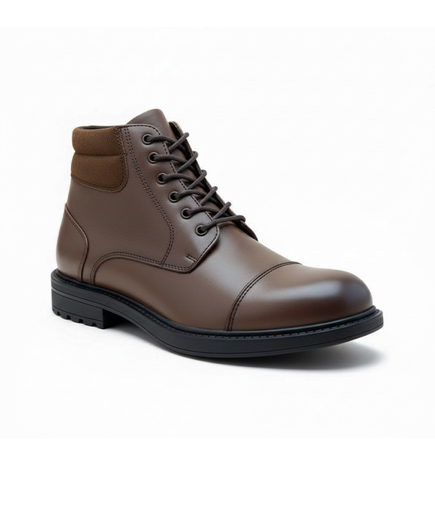 Bottine en vrai cuir marron réf 0254