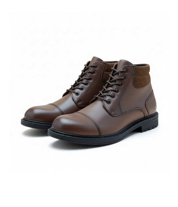 Bottine en vrai cuir marron réf 0254