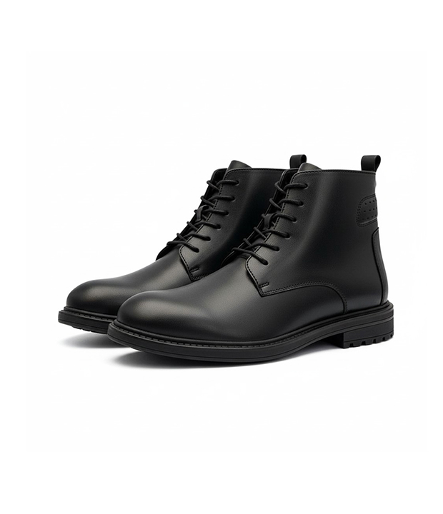Btn132 Bottine en vrai cuir noir réf 213