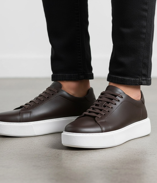 Ma2324 Basket en cuir marron réf 232