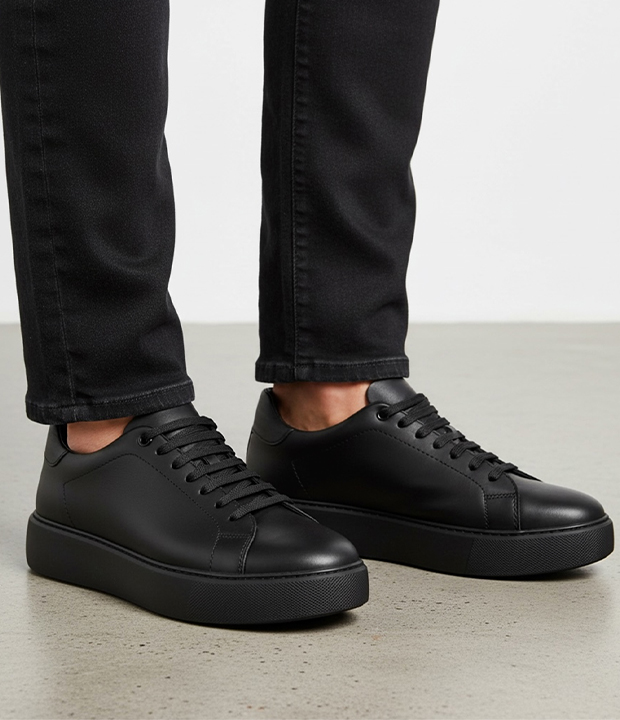N2324 Basket en cuir noir réf 232