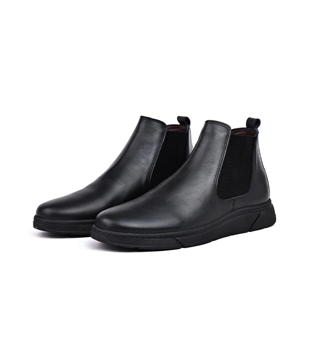 Bottine en vrai cuir noir réf 350P