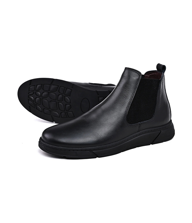 Bottine en vrai cuir noir réf 350P