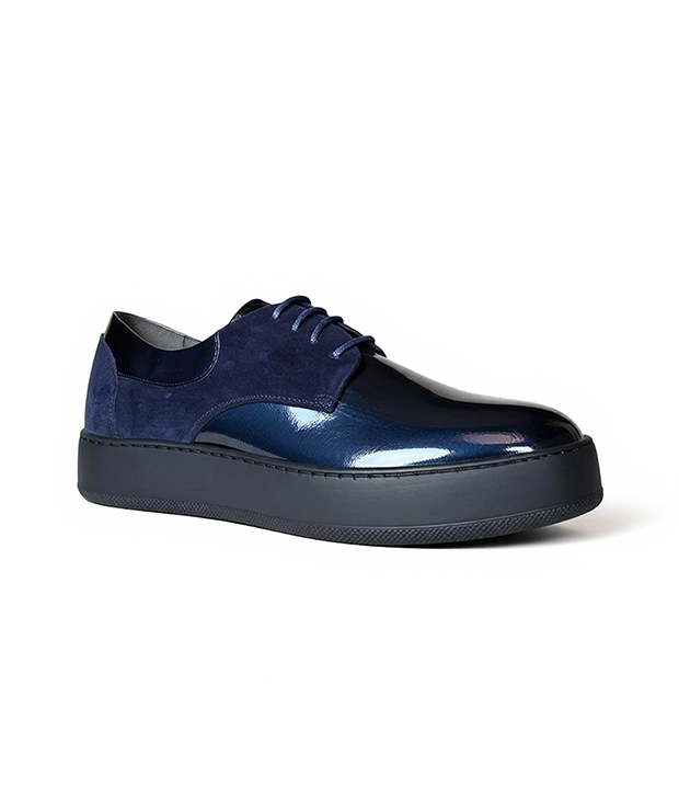 BASKET EN VRAI CUIR BLEU MARINE REF 010