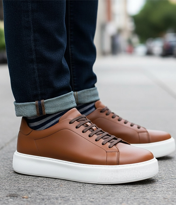 Basket en cuir tabac réf 232